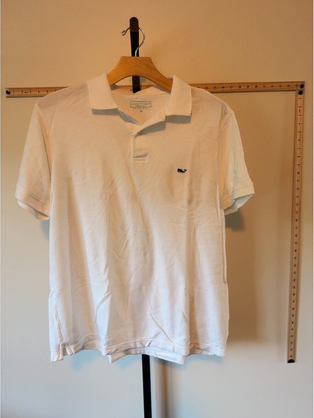 Vineyard Vines White Polo XL Classic Fit Cotton Pique Embroidered Whale Preppy